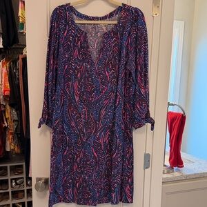 Lilly Pulitzer Vibrant Blue and Pink Elbow Sleeve Dress